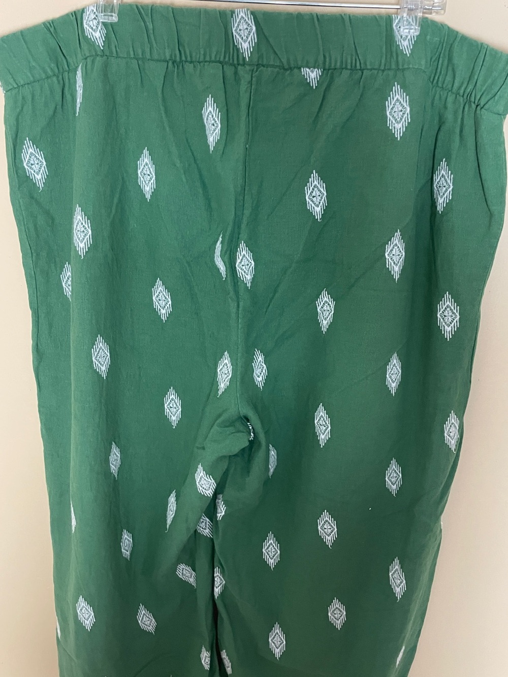 Soft Surroundings Lohara Green Embroidered Linen Blend Wide Leg Pant 2X Pull on - Picture 7 of 10